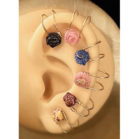 Clips d'oreille : Roses (A)pourpre  (B)rose /Paquerettes (C)bleue (D)rose /Etoiles (E)bordeau (F)dorée    BO212