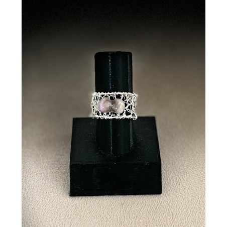 Bague Duo Amethyste Argenté  / Plaqué Argent