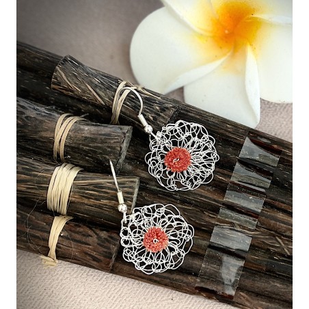 Boucles d'oreilles : Pâquerette des Îles     Pl. argent