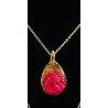 Collier C131/A  Rose rouge/ Plaqué or